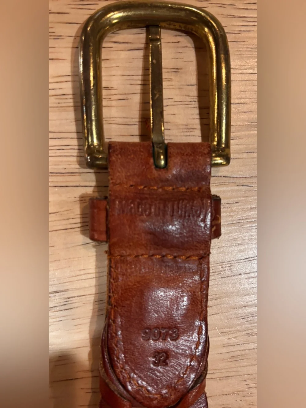 Vintage Brown Genuine Leather Woven Braided Belt Size 32 Brass Buckle